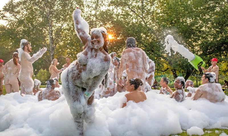 main lawn foam party is the ultimate joy as the sun sets