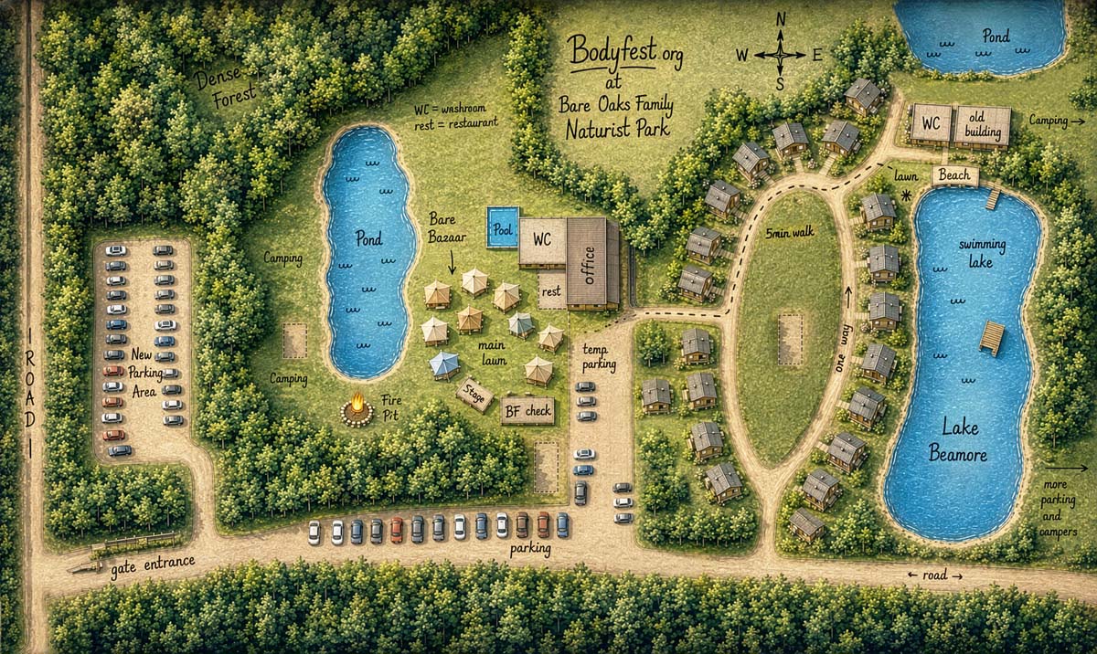 Map of Bodyfest at Bare Oaks