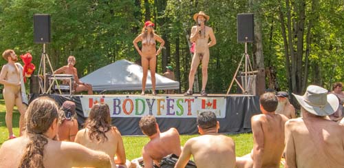 bodyfest stage with with announcements and introductions